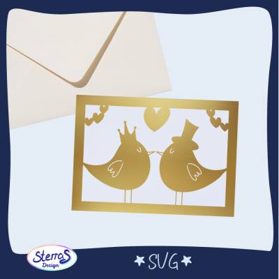 Plotterdatei Hochzeitskarte Vögel • einfache Karte mit Herz • SVG Datei für DIY Hochzeit Karten Basteln