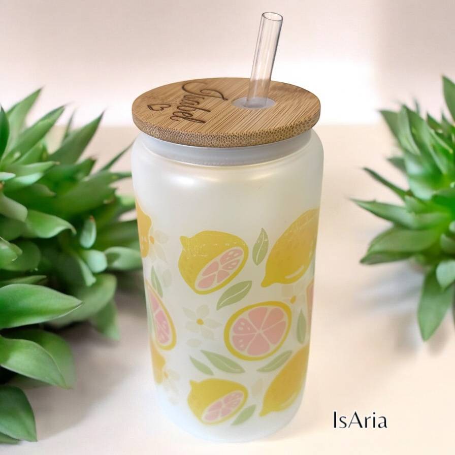 Glasbecher Mit Bambusdeckel 473ml - Motiv 'It Is Well With My Soul'