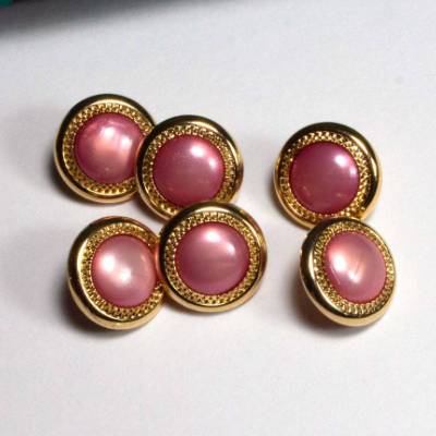 6 Vintage Knöpfe 13mm rosa goldfarben Kunststoffknöpfe 70er 80er Jahre Blusenknöpfe für Puppenkleidung 