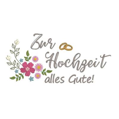 Stickdatei Blumen Hochzeit alles Gute