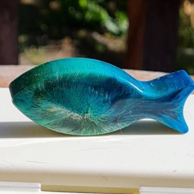 Einzigartige Ichthys aus Epoxidharz – Christliche Dekoration im Petri Dish Effekt