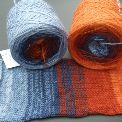 100% Schurwolle Merino extrafein Bobbel gefachter Farbverlauf Wolke 7 Rostlaube 4-fädig