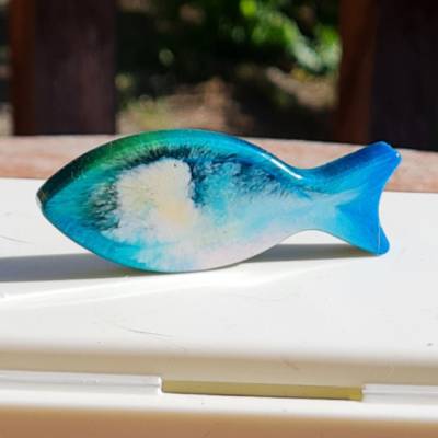 Einzigartige Ichthys aus Epoxidharz – Christliche Dekoration im Petri Dish Effekt