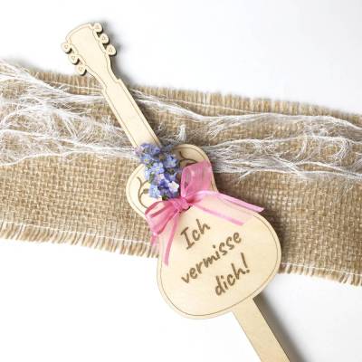 Laserdatei Grabstecker - SVG-Datei - Gitarre - Blumenstecker - wir vermissen dich  - Lasercut - Download