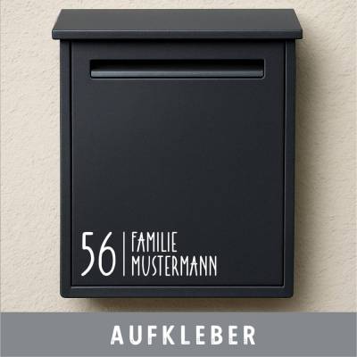 Briefkasten Aufkleber personalisiert | Modernes Design Familie Name Hausnummer | verschiedene Größen