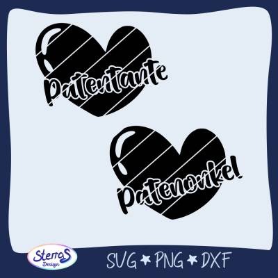 Patentante Patenonkel Plotterdatei • Herzmotiv mit Schriftzug • SVG DXF PNG • Geschenkidee Taufe • DIY Herzdatei