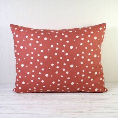 Kissenhülle Kissenbezug skandinavisch ca. 45 x 35 cm orange - rost mit weißen Punkten
