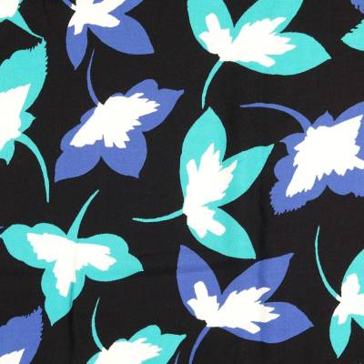 Viskose Blätter dunkelblau (1m/11,-€)