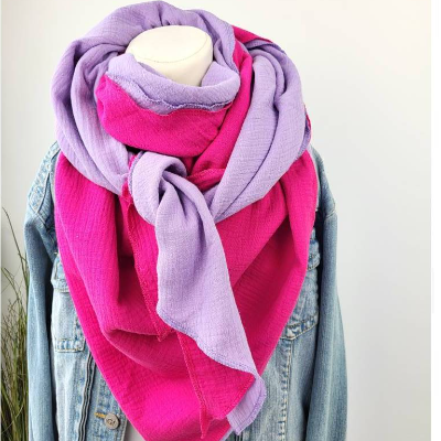 2 Musselintücher in Flieder/Lila & Pink, Sommerkollektion, Mix deine Tücher, Dreieckstuch, Musselinschal