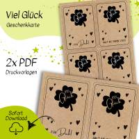 Druckvorlage viel Glück - kleiner Glücksbringer - selber ausdrucken - Mitbringsel - Glückwunsch - Geschenkidee - Prüfung Bild 2