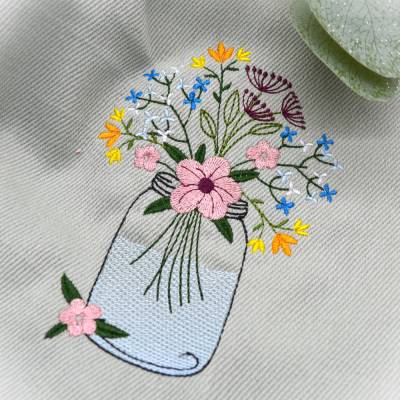 Stickdatei Vase Blumenglas Blumen