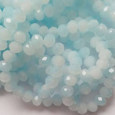 1 Strang Glasschliffperlen 8x6mm Strang bleu wolkig jade (1330)