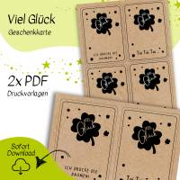 Druckvorlage viel Glück - kleiner Glücksbringer - selber ausdrucken - Mitbringsel - Glückwunsch - Geschenkidee - Prüfung Bild 2