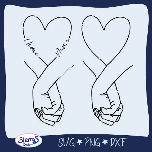 Händchen halten 2 • zwei Hände & Herz • Plotter- & Laserdatei • romantisches Symbol für Liebe, Freundschaft • SVG DXF
