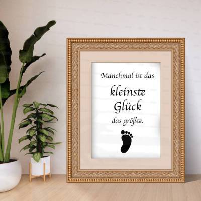 Poster DIN A4 – „Manchmal ist das kleinste Glück das größte“ | Spruchposter | Typografie | minimalistisch | schwarz-weiß