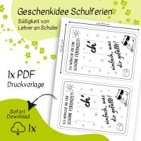 Druckvorlage Geschenk Ferienstart, Abschiedsgeschenk, letzter Schultag, Geschenk Ferien für Schüler, Kleinigkeit Lehrer Bild 2