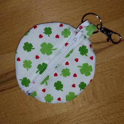 Mini-Bag rund, Mini Geldbeutel - Glücksklee weiß