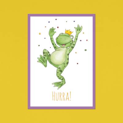 Postkarte: Hurra, Feier, Party, Geburt, Geburtstag, Hochzeit, Jubiläum, Abi, Abschluss, Führerschein, Glückwunsch, A6