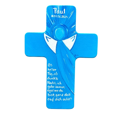 Taufkreuz Holzkreuz Kinderkreuz Engel personalisiert – Geschenk zur Taufe, Geburt, Kommunion