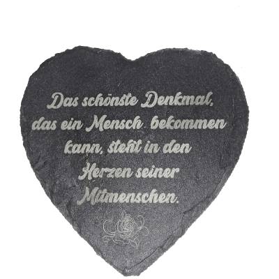 Schieferherz, Gedenktafel, Grabdeko zum Hinlegen oder Aufhängen 