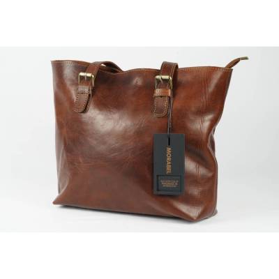 Vintage Braune Lederhandtasche, Handgemachte Schultertasche, Marokkanische Boho Tasche, Echtleder Design