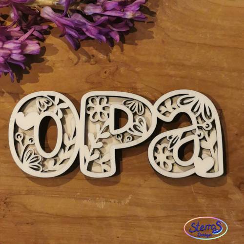 Opa Schriftzug mehrschichtig – Plotterdatei & Laserdatei SVG DXF PNG • Blumen & Herzen • Filigran & Dekorativ
