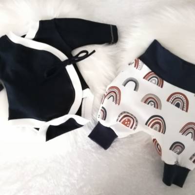 Wickelbody mit Hose – Frühchen Bekleidungsset Größe 46/48 aus Jersey, handgemacht