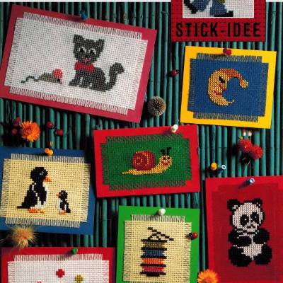 Stickvorlagen Kindermotive, Kreuzstich Karten, Tiere, Schmetterling, Bordüren, Borten, Blumen & Frühlingsstickerei als Faltblatt