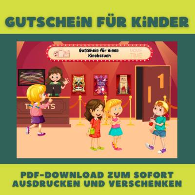 Gutschein für einen Kinobesuch, Gutscheine für Kinder, Gutschein zum Ausdrucken, Gutscheinkarte