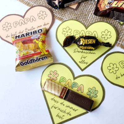 Druckvorlage Vatertag - 12 Karten zum Ausmalen - Vatertagskarte - Herzen - Geschenkkarte - zum ausdrucken - Ausmalbild 