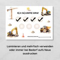 Baustelle Wochen Aufgabenplan und Belohnungsplan für Kinder zum Ausdrucken, PDF Jungs Routineplan Bild 5