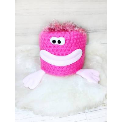 Klorollenhut Monster M033  lustiger Klohut  in pink – Klopapierhut mit Mund und Füßen