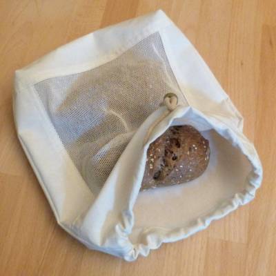 Zero Waste: Obst-Beutel, Brötchentüte, Brotbeutel mit Sichtfenster, 3 Größen, Biobaumwolle
