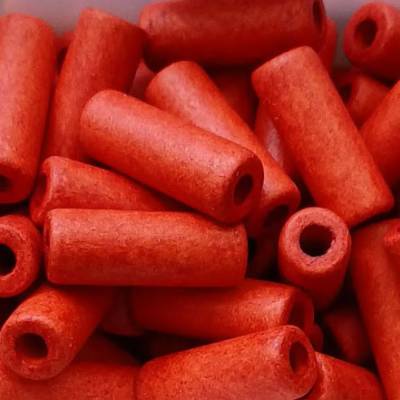 10 Keramikperlen Röhrchen Tuben orange (MNS1031)