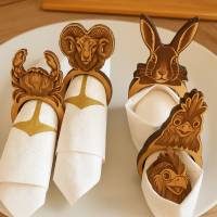 Serviettenringe mit Tiermotiven – Laserdatei für Lasercutter, Tischdeko zum Selbermachen Bild 1