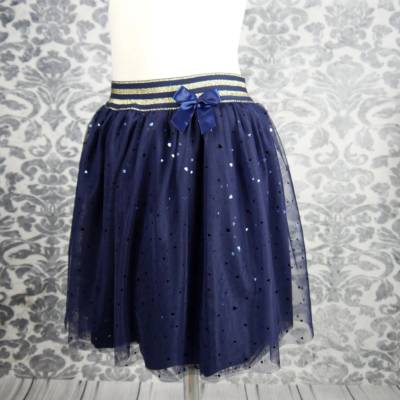 Tüll-Rock Metallic Herzchen Dunkelblau (3 Längen)