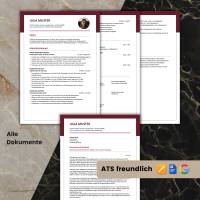 Lebenslauf Vorlage ATS optimiert + ChatGPT eBook | Bewerbungsschreiben Word, Pages, Google Docs | Deutsch No.6 Dunkelrot Bild 4