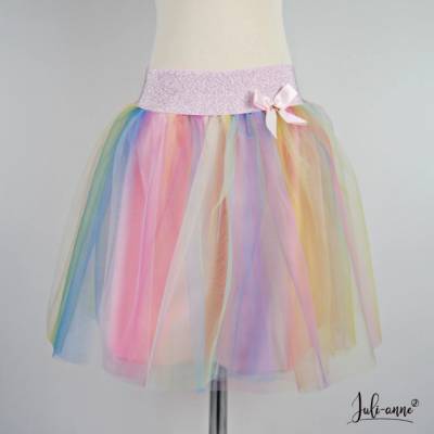 Tüll-Rock Glitzer Regenbogen (3 Längen)