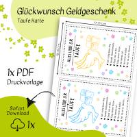 Druckvorlage Geldgeschenk - zur Taufe - Glückwunschkarte - ausdrucken - Geschenkkarte - Taufe Bild 2