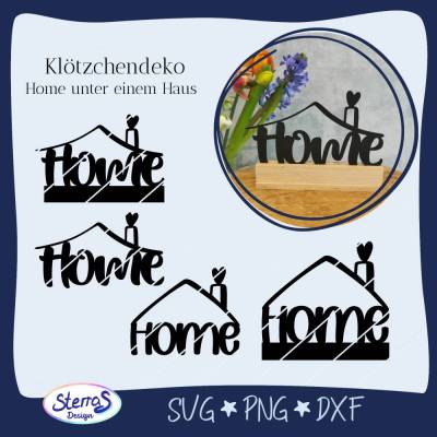 Home Klötzchendeko Plotterdatei SVG DXF PNG • 2 Varianten • Laserdatei für Holz & Papier • DIY Wohn-Deko digital