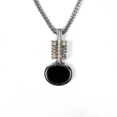 Vintage Anhänger aus versilbertem Metall und Glas