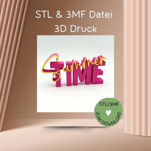 Schriftzug SUMMERTIME, Digitale Datei, 3D-Druckdatei, STL bzw. 3MF-Format