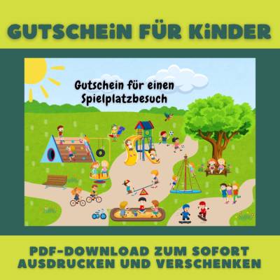 Gutschein für einen Besuch auf dem Spielplatz / Abenteuerspielplatz, Gutscheine für Kinder, Gutschein zum Ausdrucken