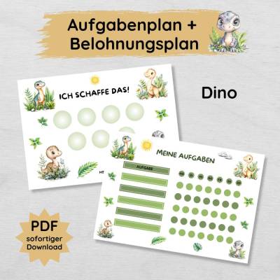 Dino Wochen Aufgabenplan und Belohnungsplan für Kinder zum Ausdrucken, PDF Jungs Routineplan