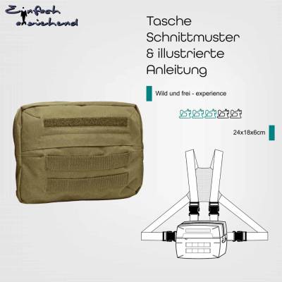 PDF Schnittmuster Bauchtasche mit Adapterfunktionen, Pouch, Brusttasche mit Rückenkreuz