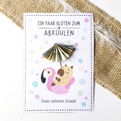 Druckvorlage Geldgeschenk Urlaub - Reisekasse - Meer - Wasser - Strand - Wasserschwein - Reise- Geschenkidee - ausdrucke