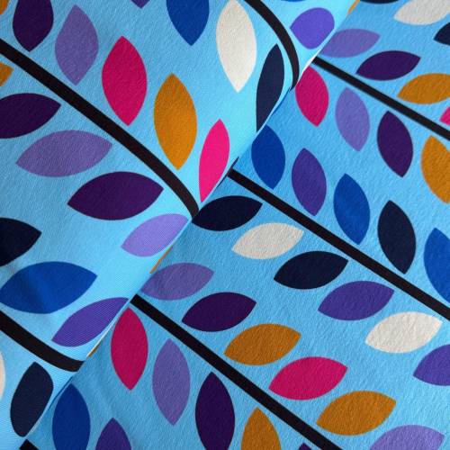 Albstoffe Bio Sweat Beetles & Bugs Moonflower, Sommersweat, French Terry, blau