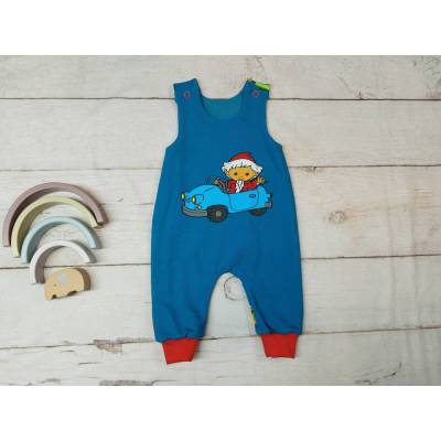 Gr. 68, Strampler zum Wenden, doppellagig, Sandmann Auto, rot