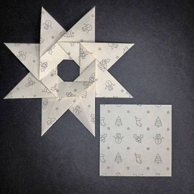 Bastelset Geschenkanhänger Weihnachten – Origami Papier 5x5cm, 128 Blatt, graue Motive, DIY Faltblätter