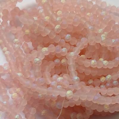 1 Strang Glasschliffperlen 4x3mm Strang rose frosted AB (1310)